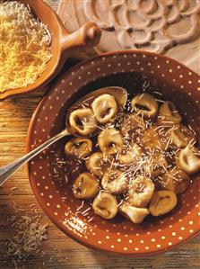 Tortellini in brodo (tortellini in beef broth, Italy)