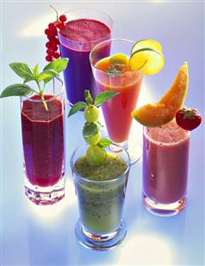 Five different fruit juices