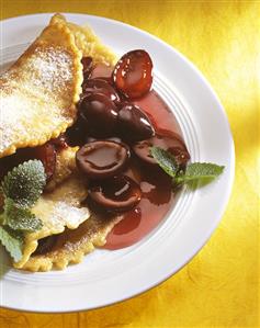 Pancake with damson sauce