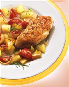 Chicken breast with pepper and pineapple