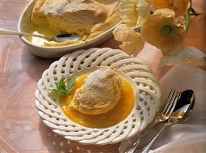 Salzburg dumplings on apricot sauce