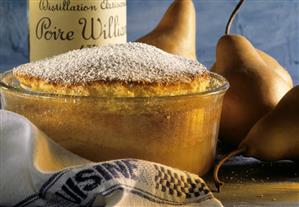 Pear Souffle in a Glass Souffle Dish