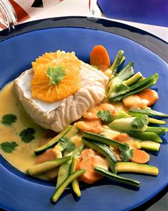 Cod with orange segments & courgettes and carrots (1)