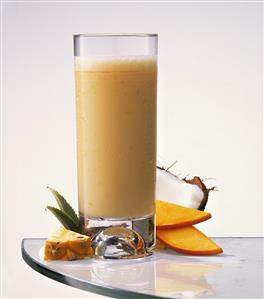 Exotic fruit milk shake with pineapple, mango & coconut