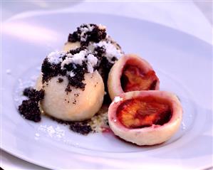 Plum Dumplings with Poppy Seeds and Powdered Sugar