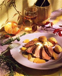 Duck breast with mandarins & baked cream dumplings (3)