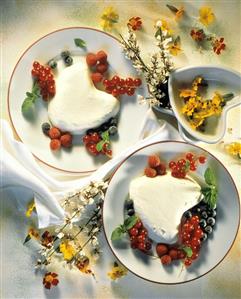Cream Hearts with Berries For Dessert