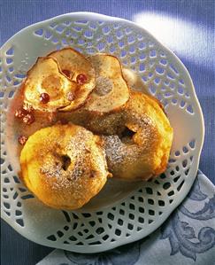 Baked apples slices and apple fritters