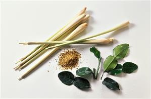 Lemon grass, lemon leaves & ground lemon leaves