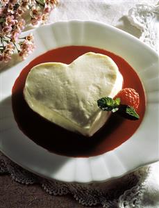 Vanilla Cream Heart in a a Raspberry Sauce