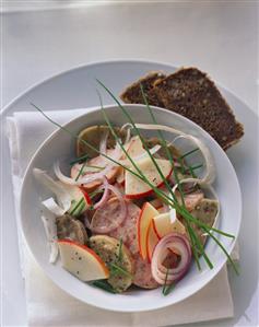 Bavarian sausage salad with fleisch-, weisswurst, apples (1)