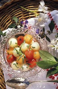 Fruit salad of three types of melon