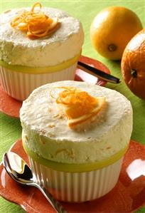 Fresh orange ice cream souffle with orange zest