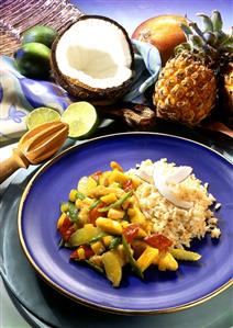 Mixed Fruit Salad with Rice on the Side