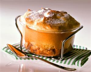 Pineapple souffle in glass dish