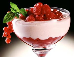 Berry Flavored Mousse Topped with Fresh Berries