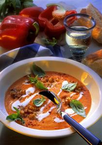 Red Bell Pepper Soup with Basil