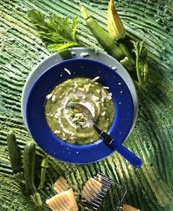 Courgette soup with cream and parmesan