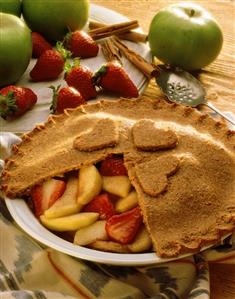 Fruit brulee with pastry topping