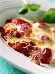 Strawberry and quark brulee