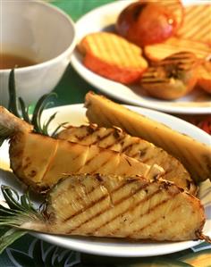 Grilled pineapple & grilled fruit platter with honey sauce