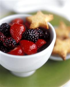 Fruit salad of blackberries and strawberries