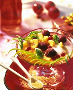 Champagne soup with fresh fruit