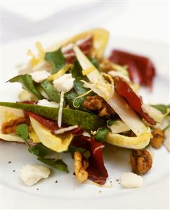 Radicchio and pear salad with pecorino and walnuts