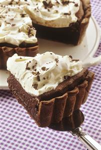 Mississippi chocolate cream tart with whipped cream