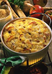 Parsnip and apple casserole with raisins and rice