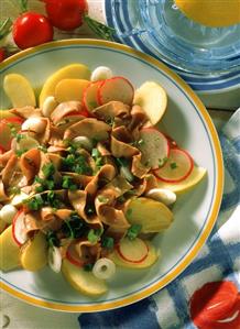 Beef salad with radishes and apples