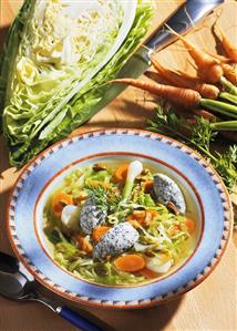 Carrot & cabbage stew with poppy seed dumplings