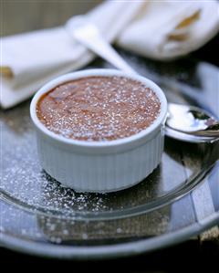 Chocolate mousse in porcelain dish