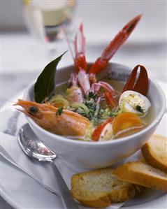 Soup with various fish and shellfish