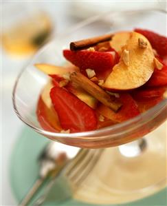 Compote of strawberries, nectarines and peaches