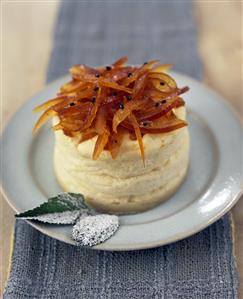 Papaya tartlet with crystallised papaya pieces