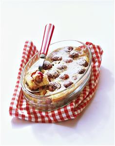 Warm cherry pie in baking dish (1)