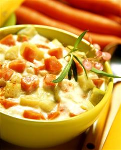 Melon soup with courgettes and carrot