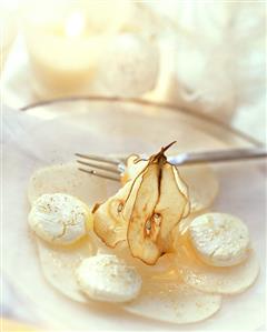 Goat's cheese on pears with truffle vinaigrette (1)