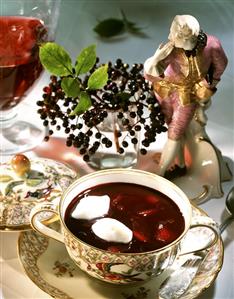 Saxon elderberry soup with egg white dumplings