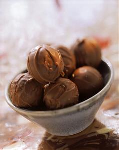 Chocolates in green bowl