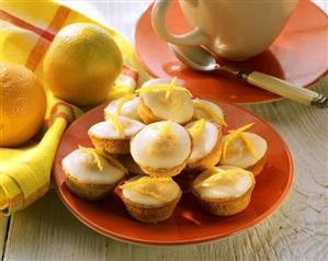 Small iced grapefruit tartlet on plate