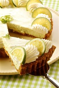 A piece of lime pie on cake slice (2)