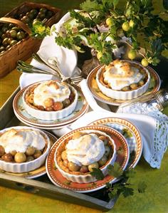 Gooseberry tartlets with marzipan topping