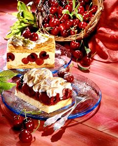 Puff pastry with cherries & cherry slice with meringue (1)