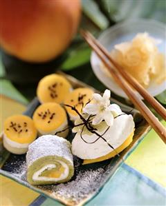 Various marzipan sushi with kiwi and mango (1)