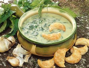 Nettle soup with puff pastries (1)