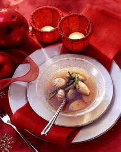 Bouillon with cep dumplings and button mushrooms (1)