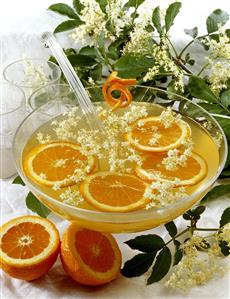 Elderflower punch with orange slices