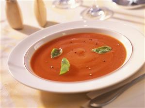 Tomato and carrot soup with basil